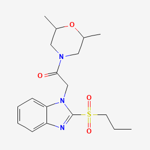 molecular formula C18H25N3O4S B2580703 1-(2,6-dimethylmorpholino)-2-(2-(propylsulfonyl)-1H-benzo[d]imidazol-1-yl)ethanone CAS No. 886905-24-4