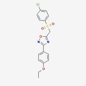 molecular formula C17H15ClN2O4S B2580709 5-(((4-Chlorophenyl)sulfonyl)methyl)-3-(4-ethoxyphenyl)-1,2,4-oxadiazole CAS No. 1105222-38-5