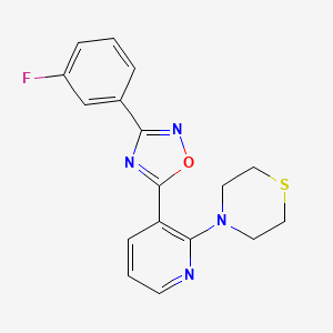 molecular formula C17H15FN4OS B2580718 3-(3-Fluorophenyl)-5-(2-thiomorpholin-4-ylpyridin-3-yl)-1,2,4-oxadiazole CAS No. 2380060-86-4