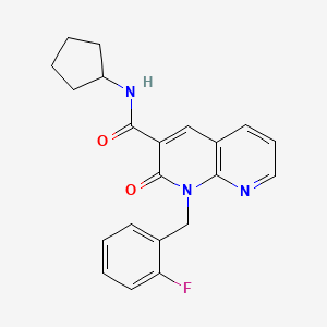 molecular formula C21H20FN3O2 B2580719 N-cyclopentyl-1-(2-fluorobenzyl)-2-oxo-1,2-dihydro-1,8-naphthyridine-3-carboxamide CAS No. 1005295-58-8