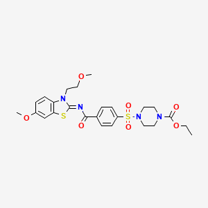 molecular formula C25H30N4O7S2 B2580720 (Z)-ethyl 4-((4-((6-methoxy-3-(2-methoxyethyl)benzo[d]thiazol-2(3H)-ylidene)carbamoyl)phenyl)sulfonyl)piperazine-1-carboxylate CAS No. 865161-52-0