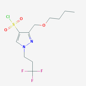 molecular formula C11H16ClF3N2O3S B2580731 3-(butoxymethyl)-1-(3,3,3-trifluoropropyl)-1H-pyrazole-4-sulfonyl chloride CAS No. 1855951-43-7