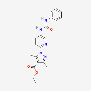 molecular formula C20H21N5O3 B2580732 ethyl 1-{5-[(anilinocarbonyl)amino]-2-pyridinyl}-3,5-dimethyl-1H-pyrazole-4-carboxylate CAS No. 477712-89-3