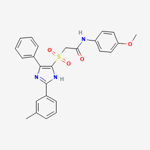 molecular formula C25H23N3O4S B2580750 N-(4-甲氧基苯基)-2-((5-苯基-2-(间甲苯基)-1H-咪唑-4-基)磺酰基)乙酰胺 CAS No. 1251695-62-1