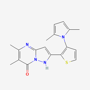 molecular formula C18H18N4OS B2580752 2-[3-(2,5-dimethyl-1H-pyrrol-1-yl)-2-thienyl]-5,6-dimethylpyrazolo[1,5-a]pyrimidin-7-ol CAS No. 478077-97-3