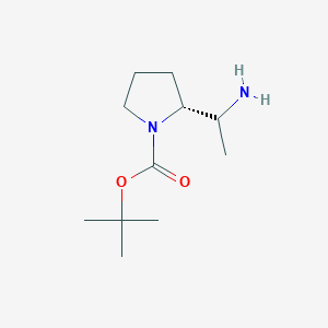 molecular formula C11H22N2O2 B2580755 Tert-butyl (2R)-2-(1-aminoethyl)pyrrolidine-1-carboxylate CAS No. 1565800-98-7