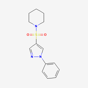 molecular formula C14H17N3O2S B2580760 1-((1-phenyl-1H-pyrazol-4-yl)sulfonyl)piperidine CAS No. 2034367-13-8