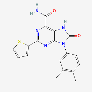 molecular formula C18H15N5O2S B2580762 9-(3,4-二甲苯基)-8-氧代-2-(噻吩-2-基)-8,9-二氢-7H-嘌呤-6-甲酰胺 CAS No. 898422-44-1