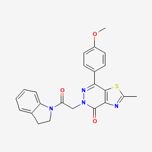 molecular formula C23H20N4O3S B2580769 5-(2-(indolin-1-yl)-2-oxoethyl)-7-(4-methoxyphenyl)-2-methylthiazolo[4,5-d]pyridazin-4(5H)-one CAS No. 941949-27-5