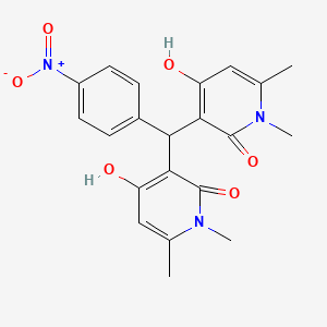molecular formula C21H21N3O6 B2580770 3,3'-((4-nitrophenyl)methylene)bis(4-hydroxy-1,6-dimethylpyridin-2(1H)-one) CAS No. 883086-81-5