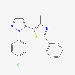 molecular formula C19H14ClN3S B2580771 5-[1-(4-chlorophenyl)-1H-pyrazol-5-yl]-4-methyl-2-phenyl-1,3-thiazole CAS No. 2061148-96-5
