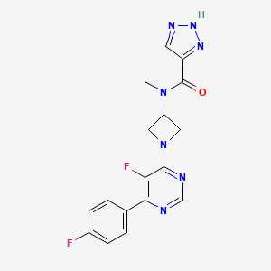 molecular formula C17H15F2N7O B2580782 N-[1-[5-Fluoro-6-(4-fluorophenyl)pyrimidin-4-yl]azetidin-3-yl]-N-methyl-2H-triazole-4-carboxamide CAS No. 2380192-47-0