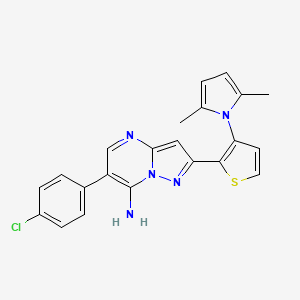 molecular formula C22H18ClN5S B2580785 6-(4-Chlorophenyl)-2-[3-(2,5-dimethyl-1H-pyrrol-1-YL)-2-thienyl]pyrazolo[1,5-A]pyrimidin-7-amine CAS No. 691869-95-1