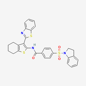 molecular formula C30H25N3O3S3 B2580796 N-(3-(benzo[d]thiazol-2-yl)-4,5,6,7-tetrahydrobenzo[b]thiophen-2-yl)-4-(indolin-1-ylsulfonyl)benzamide CAS No. 394227-16-8