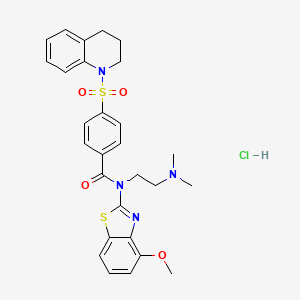 molecular formula C28H31ClN4O4S2 B2580823 4-((3,4-二氢喹啉-1(2H)-基)磺酰基)-N-(2-(二甲氨基)乙基)-N-(4-甲氧基苯并[d]噻唑-2-基)苯甲酰胺盐酸盐 CAS No. 1215691-45-4