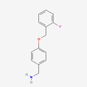 molecular formula C14H14FNO B2580833 [4-[(2-Fluorophenyl)methoxy]phenyl]methanamine CAS No. 849807-01-8