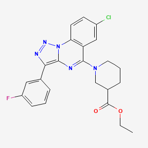 molecular formula C23H21ClFN5O2 B2580836 Ethyl 1-[7-chloro-3-(3-fluorophenyl)[1,2,3]triazolo[1,5-a]quinazolin-5-yl]piperidine-3-carboxylate CAS No. 931684-48-9
