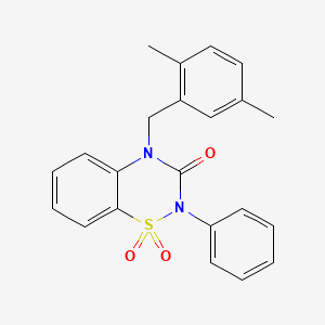 molecular formula C22H20N2O3S B2580839 4-(2,5-dimethylbenzyl)-2-phenyl-2H-1,2,4-benzothiadiazin-3(4H)-one 1,1-dioxide CAS No. 872208-66-7