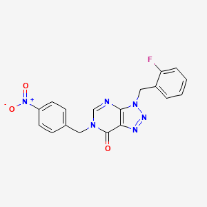 molecular formula C18H13FN6O3 B2580842 3-(2-fluorobenzyl)-6-(4-nitrobenzyl)-3H-[1,2,3]triazolo[4,5-d]pyrimidin-7(6H)-one CAS No. 863018-49-9