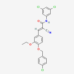 B2580845 (E)-3-[4-[(4-chlorophenyl)methoxy]-3-ethoxyphenyl]-2-cyano-N-(3,5-dichlorophenyl)prop-2-enamide CAS No. 380477-60-1