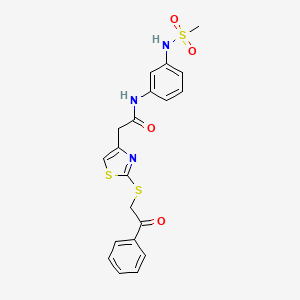 molecular formula C20H19N3O4S3 B2580882 N-(3-(methylsulfonamido)phenyl)-2-(2-((2-oxo-2-phenylethyl)thio)thiazol-4-yl)acetamide CAS No. 1207014-48-9