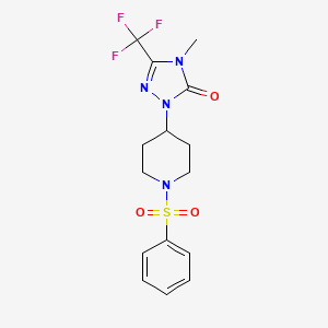 molecular formula C15H17F3N4O3S B2580886 4-methyl-1-(1-(phenylsulfonyl)piperidin-4-yl)-3-(trifluoromethyl)-1H-1,2,4-triazol-5(4H)-one CAS No. 2034603-49-9