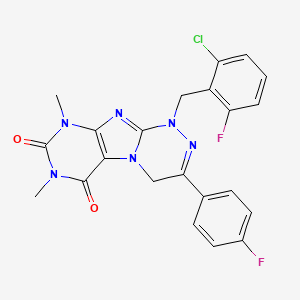 molecular formula C22H17ClF2N6O2 B2580891 1-(2-chloro-6-fluorobenzyl)-3-(4-fluorophenyl)-7,9-dimethyl-7,9-dihydro-[1,2,4]triazino[3,4-f]purine-6,8(1H,4H)-dione CAS No. 898449-24-6