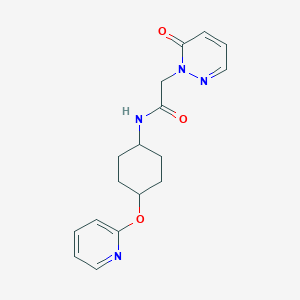 molecular formula C17H20N4O3 B2580893 2-(6-oxopyridazin-1(6H)-yl)-N-((1r,4r)-4-(pyridin-2-yloxy)cyclohexyl)acetamide CAS No. 2034436-87-6