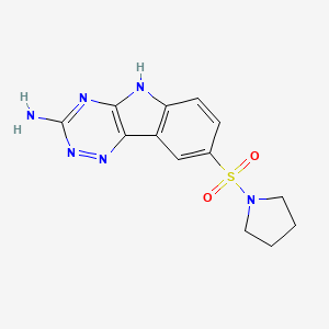molecular formula C13H14N6O2S B2580897 8-(pyrrolidin-1-ylsulfonyl)-5H-[1,2,4]triazino[5,6-b]indol-3-amine CAS No. 910443-25-3