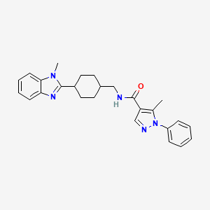 5-methyl-N-((4-(1-methyl-1H-benzo[d]imidazol-2-yl)cyclohexyl)methyl)-1-phenyl-1H-pyrazole-4-carboxamide