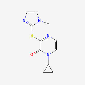 molecular formula C11H12N4OS B2580910 1-cyclopropyl-3-((1-methyl-1H-imidazol-2-yl)thio)pyrazin-2(1H)-one CAS No. 2310208-56-9