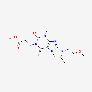 molecular formula C16H21N5O5 B2580917 methyl 3-(8-(2-methoxyethyl)-1,7-dimethyl-2,4-dioxo-1H-imidazo[2,1-f]purin-3(2H,4H,8H)-yl)propanoate CAS No. 887465-64-7