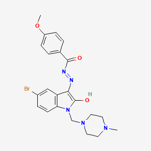 N'-{(3Z)-5-bromo-1-[(4-methylpiperazin-1-yl)methyl]-2-oxo-1,2-dihydro-3H-indol-3-ylidene}-4-methoxybenzohydrazide