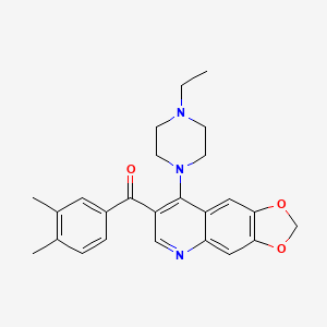 molecular formula C25H27N3O3 B2580941 (3,4-Dimethylphenyl)(8-(4-ethylpiperazin-1-yl)-[1,3]dioxolo[4,5-g]quinolin-7-yl)methanone CAS No. 902944-49-4