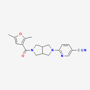 molecular formula C19H20N4O2 B2580943 6-[5-(2,5-Dimethylfuran-3-carbonyl)-1,3,3a,4,6,6a-hexahydropyrrolo[3,4-c]pyrrol-2-yl]pyridine-3-carbonitrile CAS No. 2415524-61-5