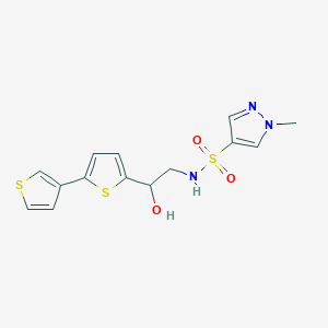molecular formula C14H15N3O3S3 B2580951 N-(2-([2,3'-bithiophen]-5-yl)-2-hydroxyethyl)-1-methyl-1H-pyrazole-4-sulfonamide CAS No. 2191405-08-8