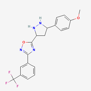 molecular formula C19H13F3N4O2 B2580957 5-[5-(4-甲氧基苯基)吡唑烷-3-基]-3-[3-(三氟甲基)苯基]-1,2,4-恶二唑 CAS No. 1239968-31-0