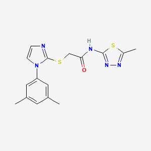 molecular formula C16H17N5OS2 B2580963 2-[1-(3,5-二甲基苯基)咪唑-2-基]硫代-N-(5-甲基-1,3,4-噻二唑-2-基)乙酰胺 CAS No. 851131-81-2