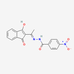 molecular formula C18H13N3O5 B2580969 (E)-N'-(1-(3-hydroxy-1-oxo-1H-inden-2-yl)ethylidene)-4-nitrobenzohydrazide CAS No. 325985-80-6