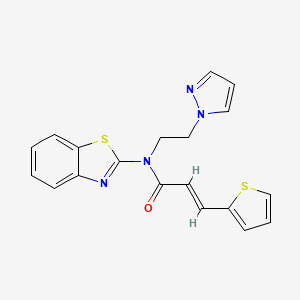 molecular formula C19H16N4OS2 B2580978 (E)-N-(2-(1H-pyrazol-1-yl)ethyl)-N-(benzo[d]thiazol-2-yl)-3-(thiophen-2-yl)acrylamide CAS No. 1173513-80-8