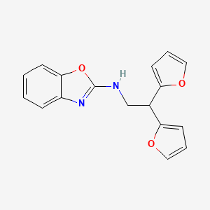 molecular formula C17H14N2O3 B2580985 N-[2,2-Bis(furan-2-yl)ethyl]-1,3-benzoxazol-2-amine CAS No. 2380057-80-5