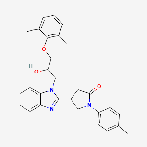 molecular formula C29H31N3O3 B2580988 4-{1-[3-(2,6-dimethylphenoxy)-2-hydroxypropyl]-1H-benzimidazol-2-yl}-1-(4-methylphenyl)pyrrolidin-2-one CAS No. 1018052-87-3