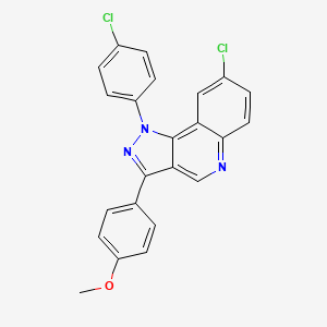 molecular formula C23H15Cl2N3O B2580990 8-chloro-1-(4-chlorophenyl)-3-(4-methoxyphenyl)-1H-pyrazolo[4,3-c]quinoline CAS No. 901247-67-4