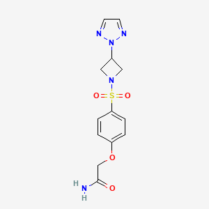 molecular formula C13H15N5O4S B2580991 2-(4-((3-(2H-1,2,3-triazol-2-yl)azetidin-1-yl)sulfonyl)phenoxy)acetamide CAS No. 2194848-85-4