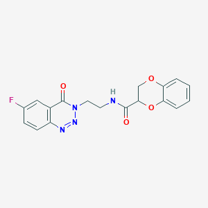 molecular formula C18H15FN4O4 B2580994 N-(2-(6-氟-4-氧代苯并[d][1,2,3]三嗪-3(4H)-基)乙基)-2,3-二氢苯并[b][1,4]二噁英-2-甲酰胺 CAS No. 1904371-55-6