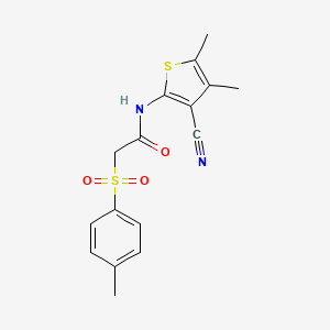 molecular formula C16H16N2O3S2 B2581019 N-(3-cyano-4,5-dimethylthiophen-2-yl)-2-tosylacetamide CAS No. 896306-36-8