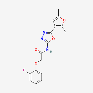 molecular formula C16H14FN3O4 B2581020 N-(5-(2,5-二甲基呋喃-3-基)-1,3,4-恶二唑-2-基)-2-(2-氟苯氧基)乙酰胺 CAS No. 1251583-69-3