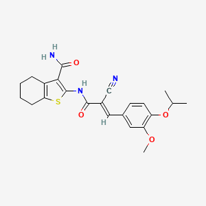 molecular formula C23H25N3O4S B2581022 (E)-2-(2-cyano-3-(4-isopropoxy-3-methoxyphenyl)acrylamido)-4,5,6,7-tetrahydrobenzo[b]thiophene-3-carboxamide CAS No. 379731-01-8