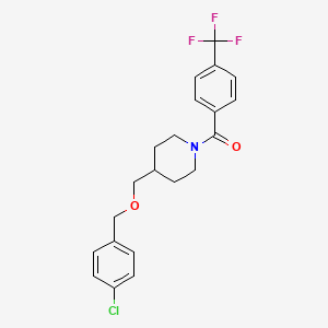 molecular formula C21H21ClF3NO2 B2581031 (4-(((4-Chlorobenzyl)oxy)methyl)piperidin-1-yl)(4-(trifluoromethyl)phenyl)methanone CAS No. 1396685-19-0
