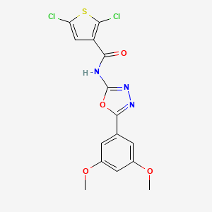 molecular formula C15H11Cl2N3O4S B2581032 2,5-dichloro-N-(5-(3,5-dimethoxyphenyl)-1,3,4-oxadiazol-2-yl)thiophene-3-carboxamide CAS No. 865286-97-1